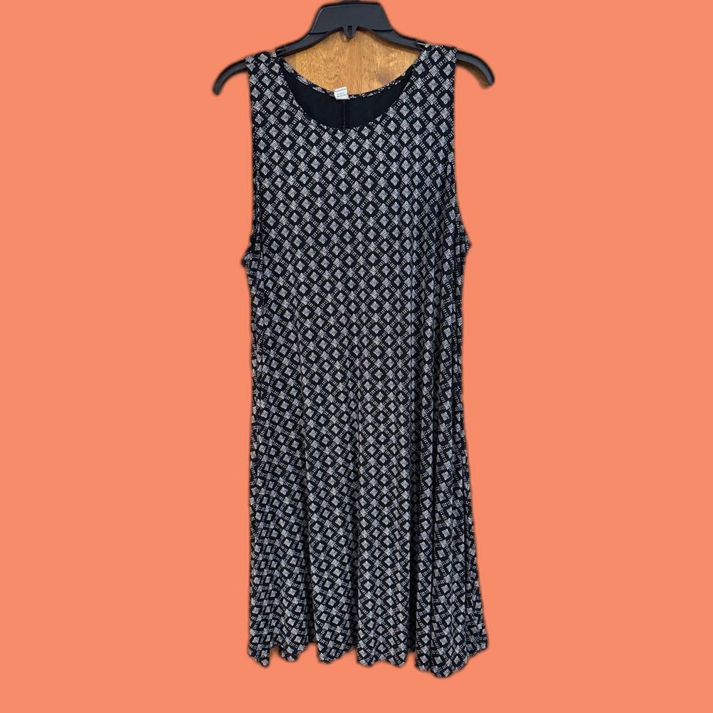 Old Navy Black and Beige Patterned Midi Dress